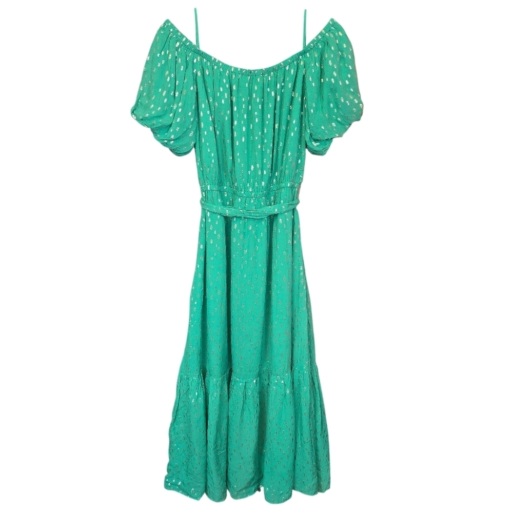 Lilly Pulitzer Tamie Off The Shoulder Midi Dress Botanical Green NWT Size Large - Picture 11 of 16